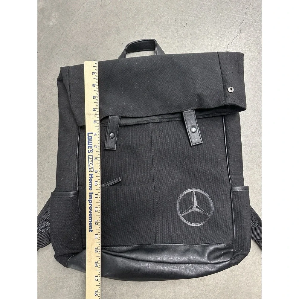 Mercedes-Benz Black Roll Top Backpack Canvas Laptop Travel Bag Unisex Car Logo